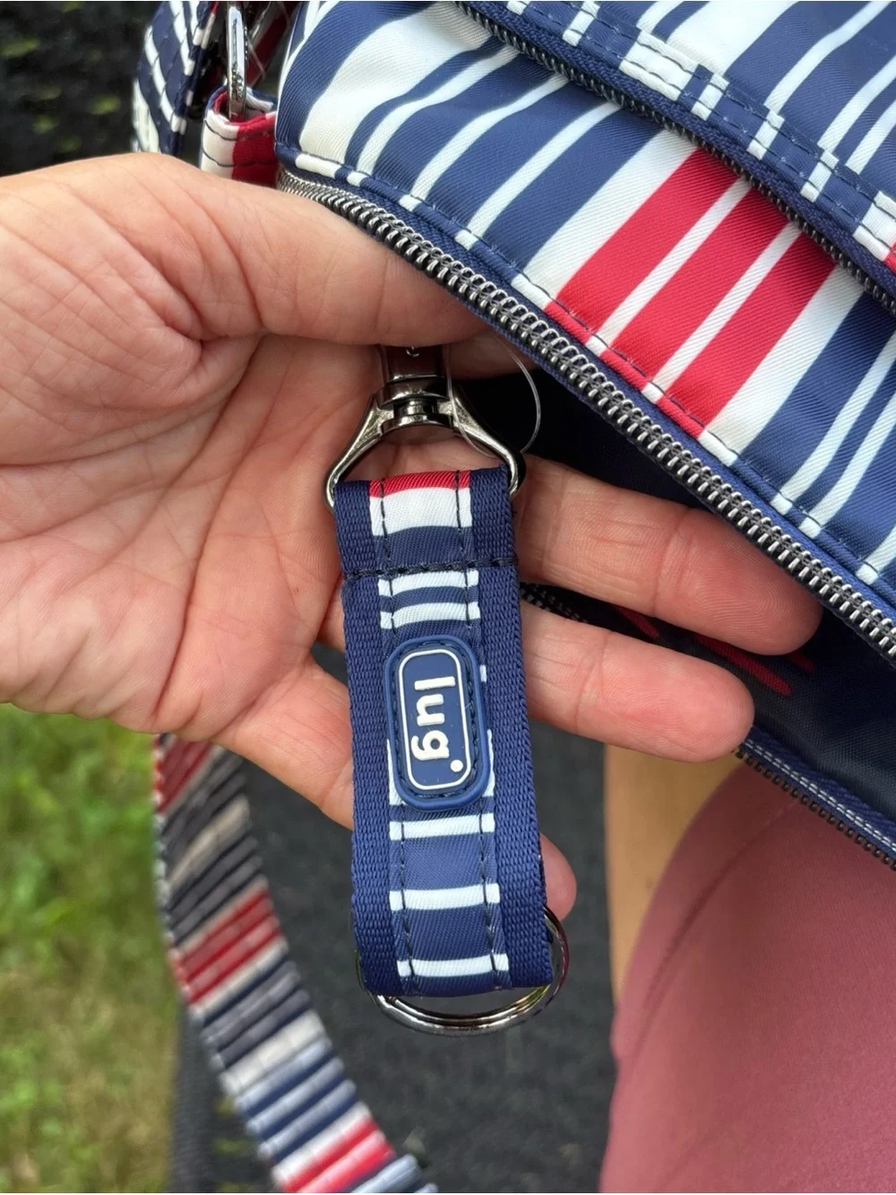 lug stretch LE Striped Crossbody Bag in Red, White & Blue NWOT unused purse USA